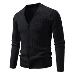 Stylish V-Neck Cable Knit Cardigan Sweater for Men - Perfect for Casual and Formal Wear