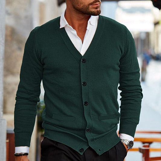 Men's Stylish V-Neck Button-Up Cardigan For Casual And Formal Wear