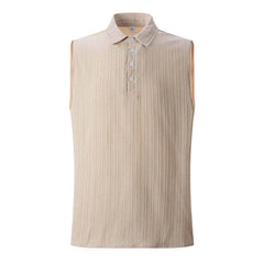 Men's Solid Color Lapel Pullover Tank Tops MTA0773D0X