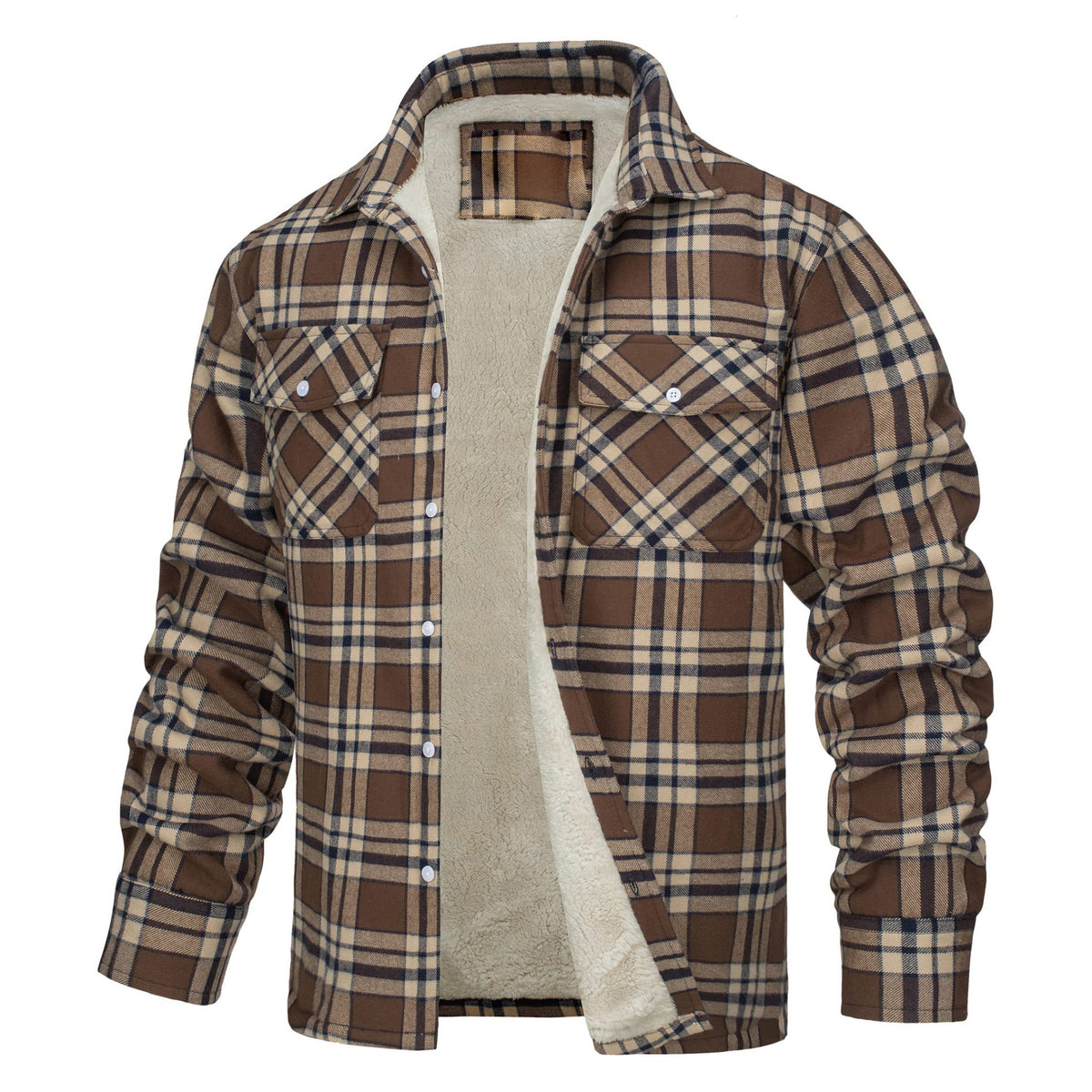 Plaid Fleece-Lined Jacket For Men - Warm And Stylish Winter Outerwear