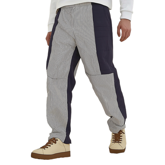 Men's Retro Casual Stitching Checkered Striped Trousers MTA0280D7TO