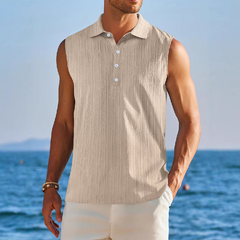 Men's Solid Color Lapel Pullover Tank Tops MTA0773D0X