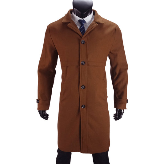 Men's Classic Double-Breasted Long Trench Coat - Stylish and Versatile for All Seasons