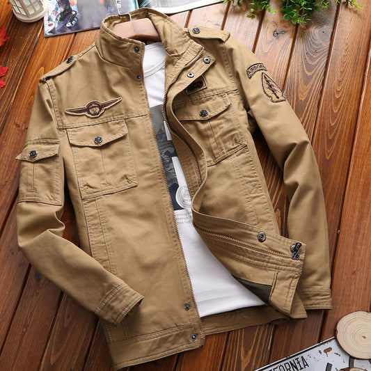 Military-Style Jacket With Embroidered Patches - Perfect For Casual And Outdoor Adventures