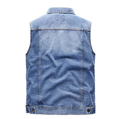 Men's Retro Lapel Denim Vest 41696369X