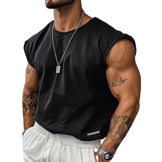 Men's Solid Color Outdoor Round Neck Sports Tank Top MTA2758C3X