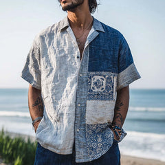 Men's Casual Bohemian Printed Short Sleeve Shirt MTA1828C2P