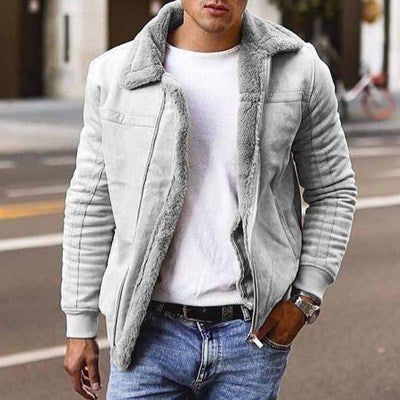 Men's Winter Warm Bomber Jacket With Faux Fur Collar - Stylish And Cozy Outerwear For Cold Weather