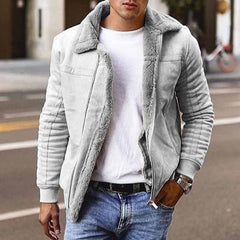 Men's Winter Warm Bomber Jacket With Faux Fur Collar - Stylish And Cozy Outerwear For Cold Weather