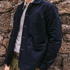 Men's Retro Corduroy Lapel Single Breasted Casual Jacket 49322159Z