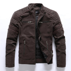 Stylish Men's Biker Jacket With Zippered Details For All-Season Wear