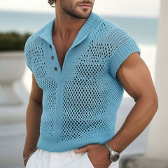 Men's Summer Fashion Knitted Mesh Breathable T-shirt MTA0297D9U