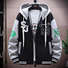 Stylish Hooded Jacket With Bold Lettering For Men - Perfect For Casual And Sporty Looks