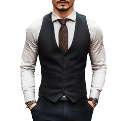 Men's Retro Solid Color Single Breasted Business Vest MTA0935D2TO