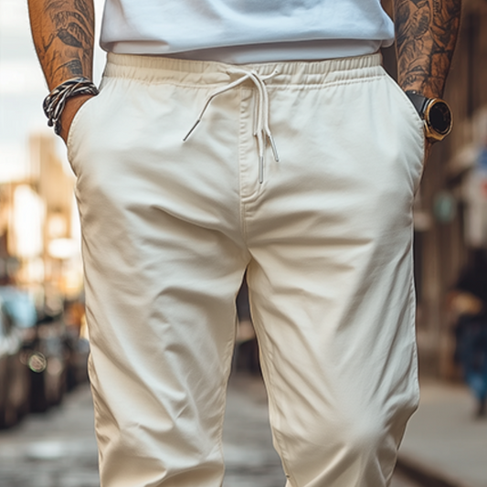 Men's Spring Fashion Casual Cotton Blended Elastic Waist Pants MTA3161C9K