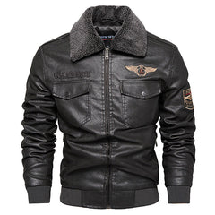 Classic Aviator Jacket With Embroidered Wing Patch