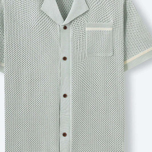 Men's Casual Short Sleeve Knitted Shirt MTA1876C9X