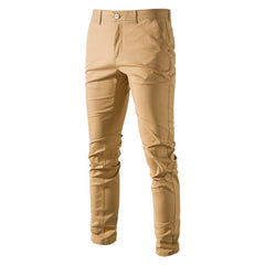 Stylish Khaki Slim Fit Trousers For Men - Perfect For Casual And Smart-Casual Occasions