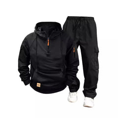 Men's Casual Solid Color Hooded Sweatshirt And Pants Set 54142080Y