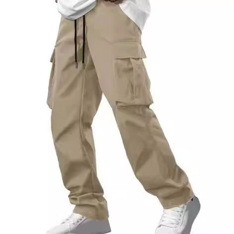 Men's Cargo Pants with Multi-Pockets and Adjustable Drawstring for Outdoor Activities