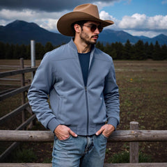 Stylish Cowboy Hat and Black Bomber Jacket Set for Outdoor Adventures