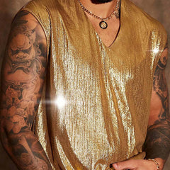 Men's Glitter Casual Solid Color Tank Top MTA3145C9X