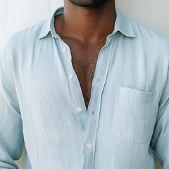 Men's Solid Color Simple Casual Long Sleeve Shirt MTA1732C8P