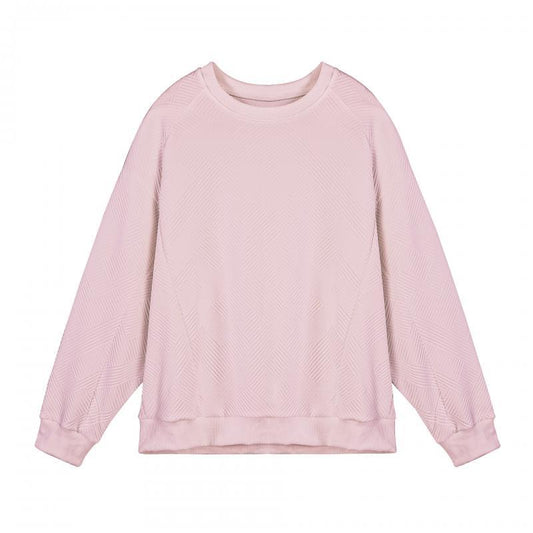 Men's Solid Color Textured Round Neck Long Sleeve T-shirt 55679694Z