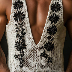 Men's Spring Fashion Vintage Embroidery Woven Slim Vest MTA0839D1P