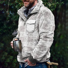 Men's Retro Casual Color Striped Flannel Stand Collar Pullover Jacket