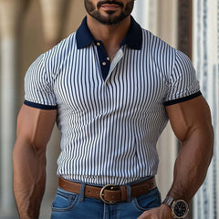 Men's Vertical Striped Slim Fit Short-Sleeved Polo Shirt MTA2123C7P
