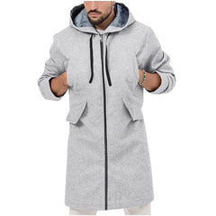 Stylish Hooded Longline Jacket For Men - Perfect For Casual And Semi-Formal Occasions