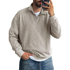 Men's Solid Color Lapel Zipper Sweatshirt 52317136Y