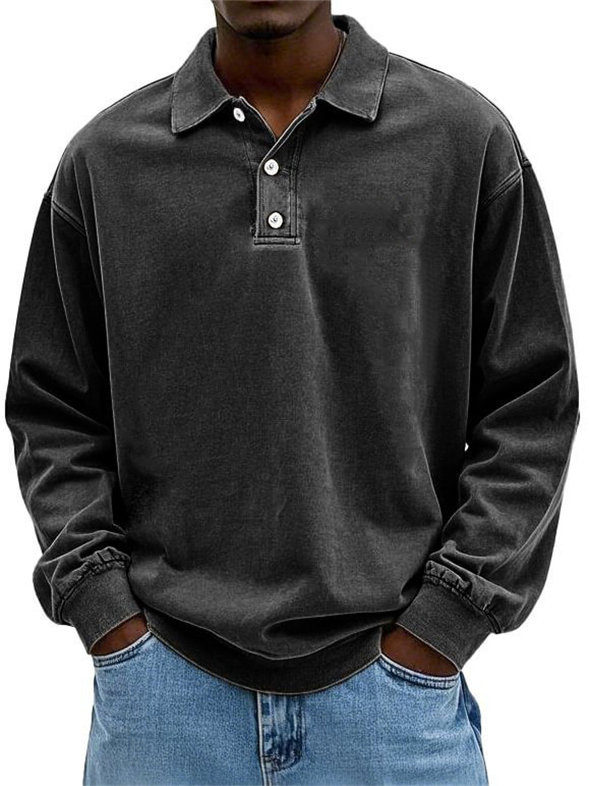 Stylish Long Sleeve Polo Shirt For Men - Perfect For Casual And Everyday Wear