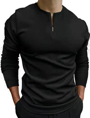 Stylish Men's Long Sleeve Henley Shirt For Casual And Formal Wear