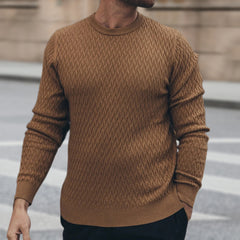 Stylish Textured Crew Neck Sweater For Men - Perfect For Casual And Formal Occasions