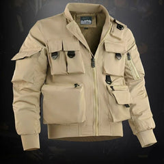 Men's Olive Green Multi-Pocket Utility Jacket - Perfect For Outdoor Adventures