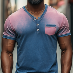 Men's Spring Fashion Casual Slim Gradient Printed Short Sleeve Shirt MTA1465C4K