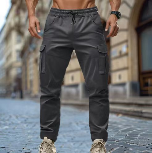 Men's Versatile Cargo Pants with Adjustable Waistband for Casual and Outdoor Use