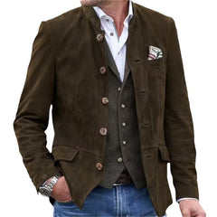 Stylish Men's Corduroy Blazer with Double-Breasted Design for Casual and Formal Wear