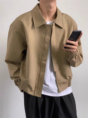 Stylish Beige Bomber Jacket for Men - Perfect for Casual and Outdoor Wear