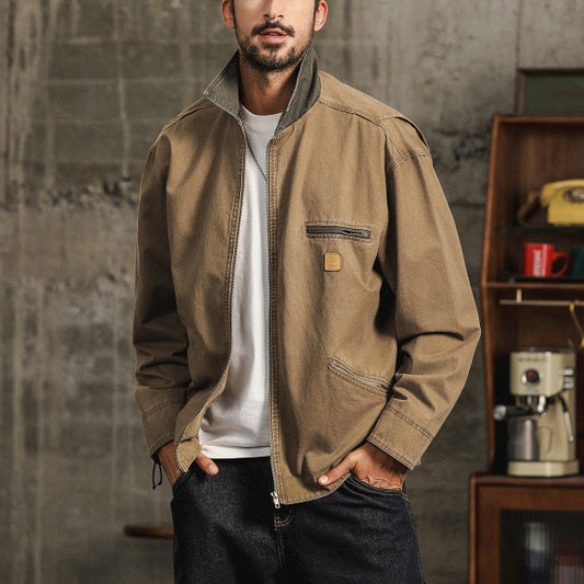 Stylish Men's Jacket with Zippered Pockets and Collar Design for Casual Wear