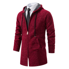 Men's Stylish Hooded Zip-Up Coat With Faux Fur Lined Collar - Perfect For Winter And Formal Occasions