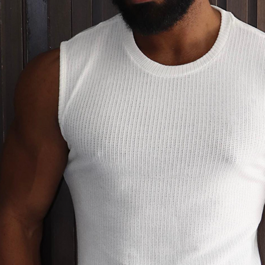 Men's Retro Casual Solid Color Round Neck Tank Top MTA1471C6TO