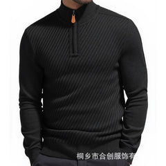 Men's Stylish Half-Zip Ribbed Sweater For Casual And Formal Wear