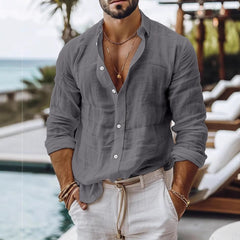 Stylish Grey Button-Up Shirt with Casual Elegance