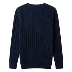 Classic V-Neck Cable Knit Sweater for Men - Perfect for Casual and Formal Wear