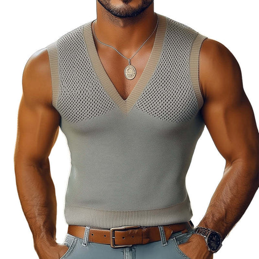 Men's Summer Basic V-neck Thin Slim Tank Top MTA0326D9U