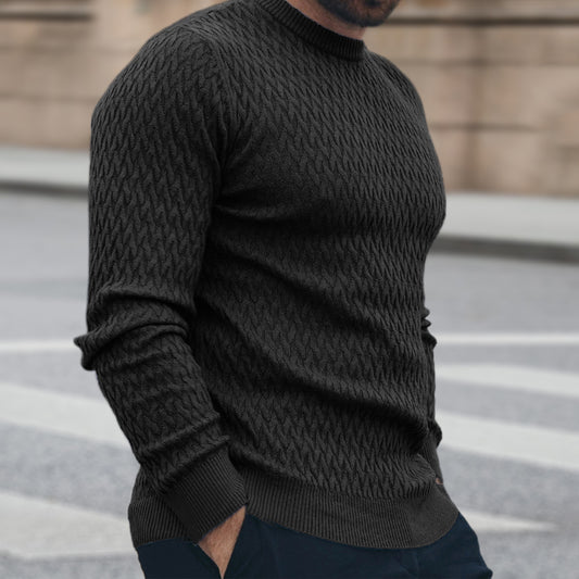 Stylish Textured Crew Neck Sweater For Men - Perfect For Casual And Formal Occasions