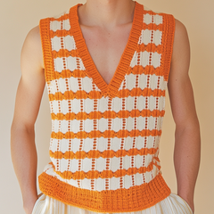 Men's Casual V-Neck Plaid Jacquard Knitted Tank Top MTA0728D1M